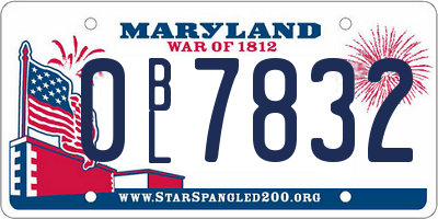MD license plate 0BL7832