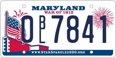 MD license plate 0BL7841