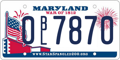 MD license plate 0BL7870