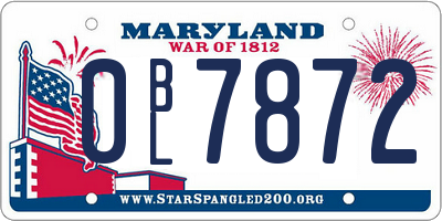 MD license plate 0BL7872