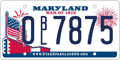 MD license plate 0BL7875