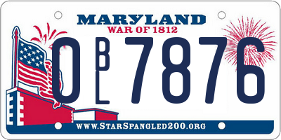 MD license plate 0BL7876