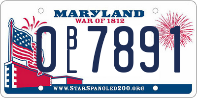 MD license plate 0BL7891