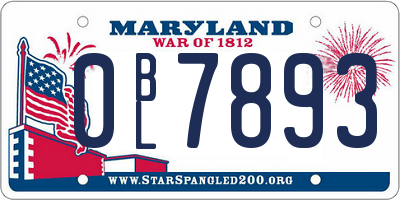 MD license plate 0BL7893