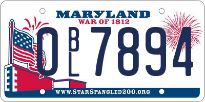 MD license plate 0BL7894