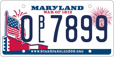 MD license plate 0BL7899