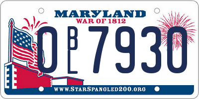MD license plate 0BL7930