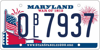 MD license plate 0BL7937