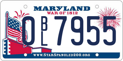 MD license plate 0BL7955