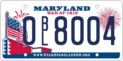 MD license plate 0BL8004