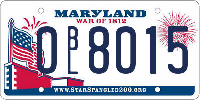 MD license plate 0BL8015
