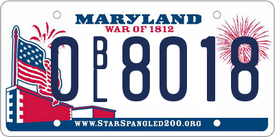MD license plate 0BL8018