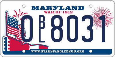 MD license plate 0BL8031