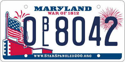 MD license plate 0BL8042