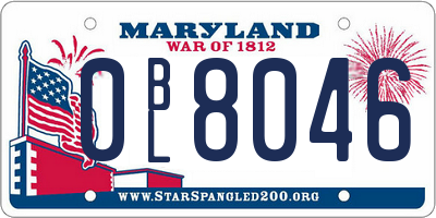 MD license plate 0BL8046