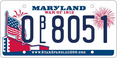 MD license plate 0BL8051