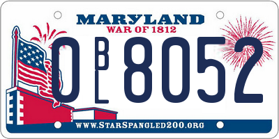 MD license plate 0BL8052