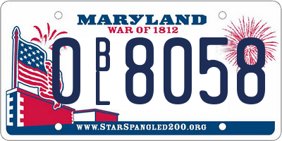 MD license plate 0BL8058