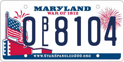 MD license plate 0BL8104