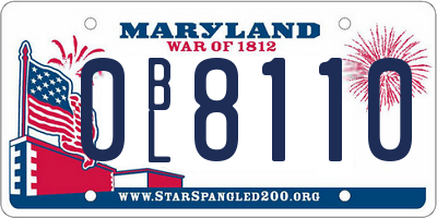 MD license plate 0BL8110