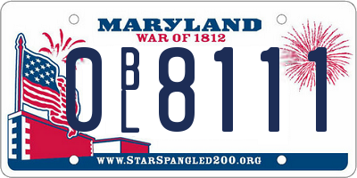 MD license plate 0BL8111