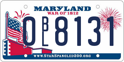 MD license plate 0BL8131