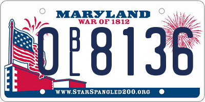 MD license plate 0BL8136