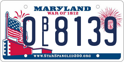 MD license plate 0BL8139