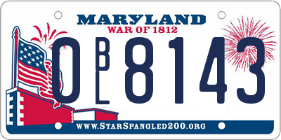 MD license plate 0BL8143