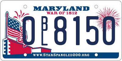 MD license plate 0BL8150