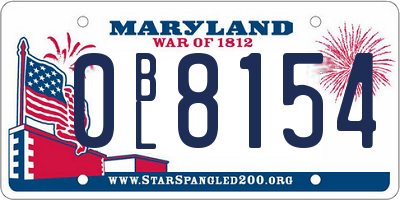 MD license plate 0BL8154