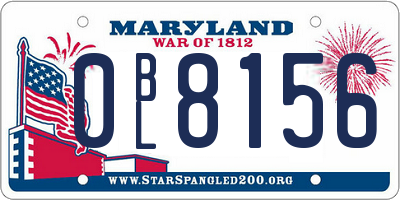 MD license plate 0BL8156