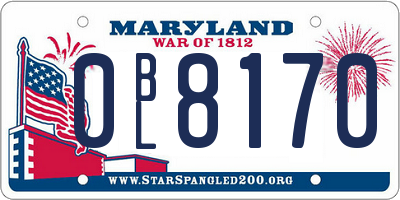 MD license plate 0BL8170