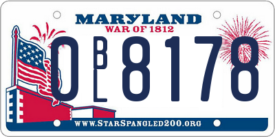 MD license plate 0BL8178
