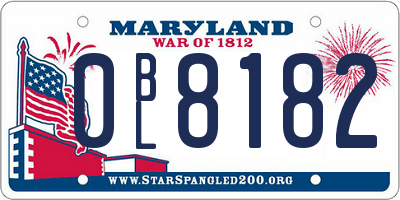 MD license plate 0BL8182