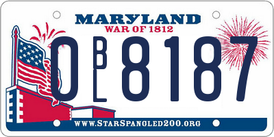 MD license plate 0BL8187