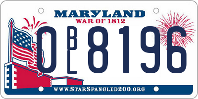 MD license plate 0BL8196