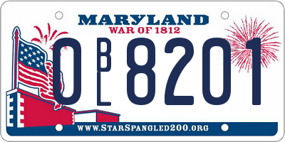 MD license plate 0BL8201
