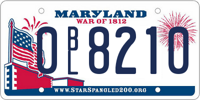 MD license plate 0BL8210