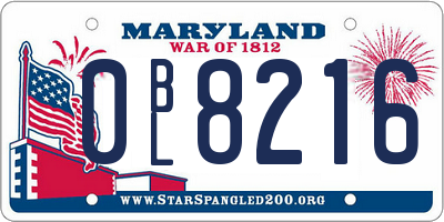 MD license plate 0BL8216