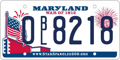MD license plate 0BL8218