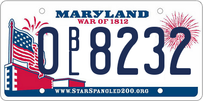 MD license plate 0BL8232