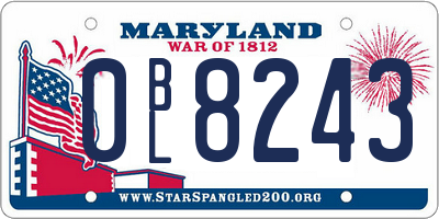 MD license plate 0BL8243