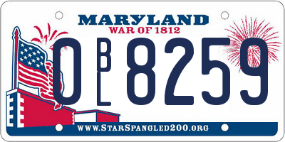 MD license plate 0BL8259