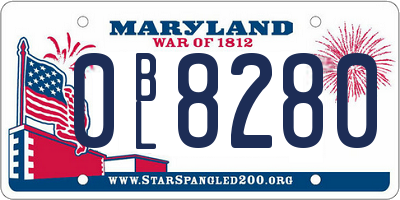 MD license plate 0BL8280