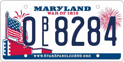 MD license plate 0BL8284
