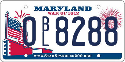 MD license plate 0BL8288
