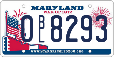 MD license plate 0BL8293