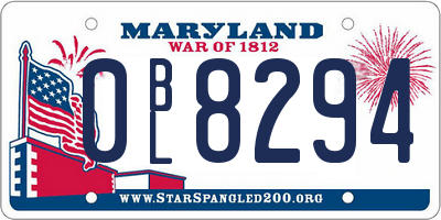MD license plate 0BL8294