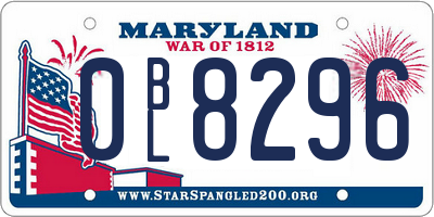 MD license plate 0BL8296